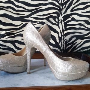 Gold Platform Pumps Stiletto High Heel